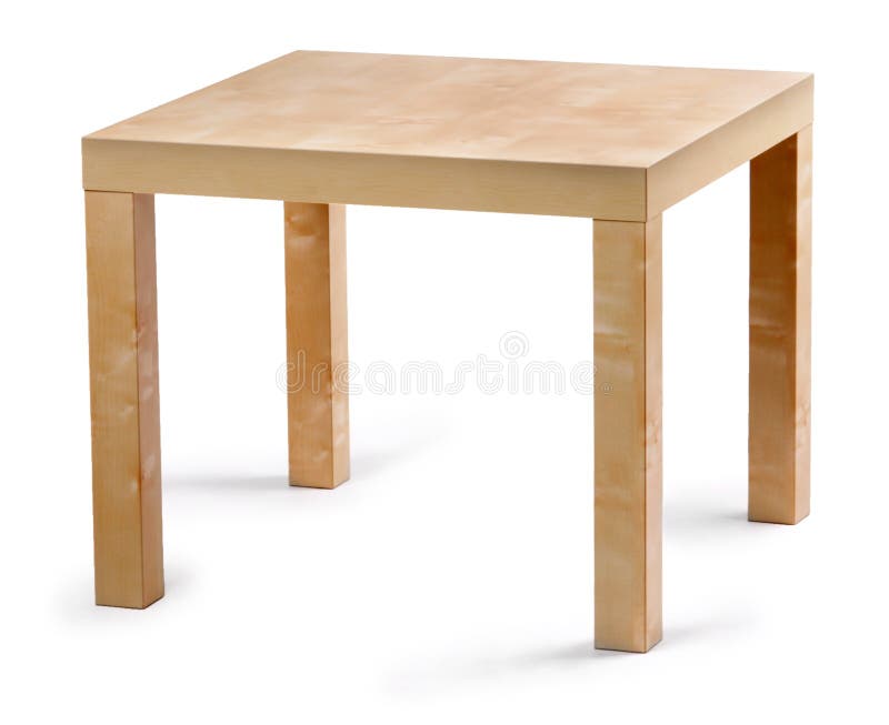 Square wooden table isolated on the white background. Small studio room stock images, royalty-free photos and pictures