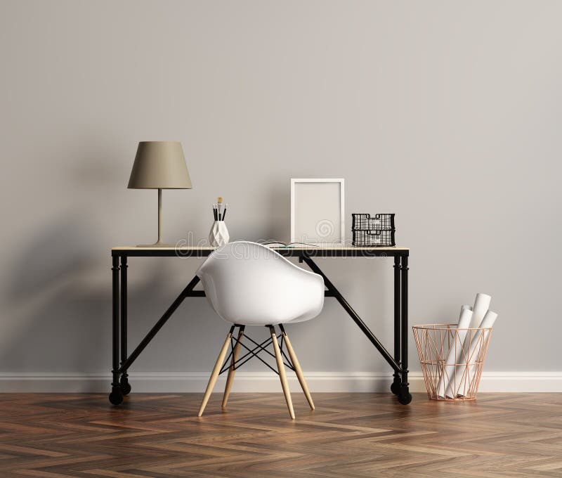 Table blanche élégante de siège social avec la chaise images libres de droits Table blanche élégante de siège social avec la chaise images libres de droits