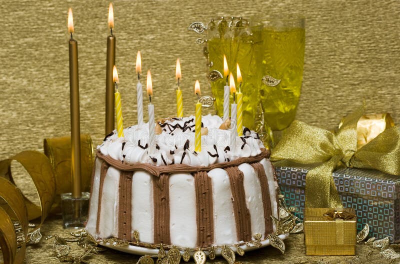 Table with cake and candles