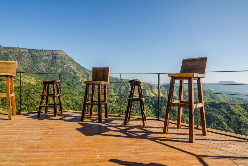 Table and Chair Outdoor Mountain View Stock Image Image of mountain