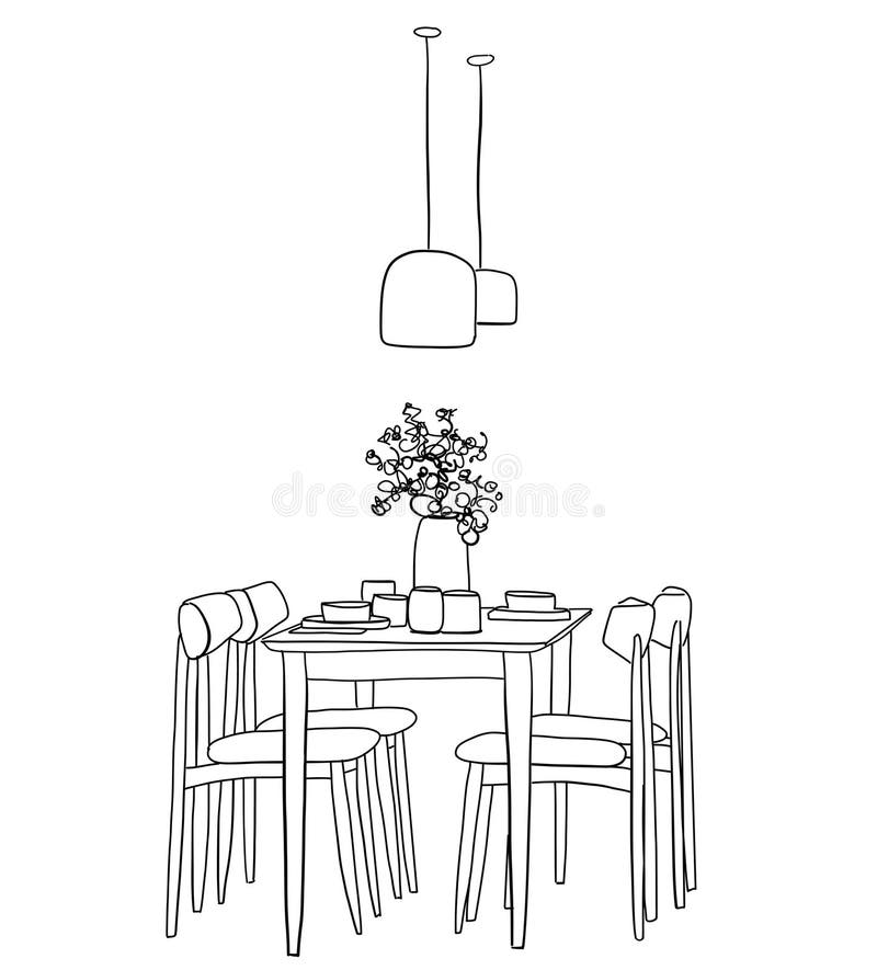 White Table Chair Illustration Stock Illustration - Download Image Now -  Cartoon, Chair, Desk - iStock