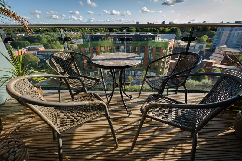 Table and Chairs on Balcony Stock Photo Image of architecture, design