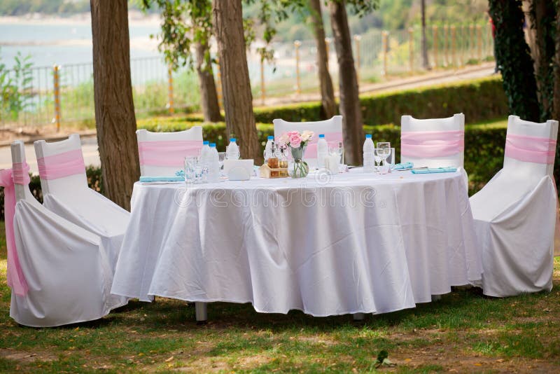 Table, Chairs and Decorations at a Wedding Stock Photo Image of