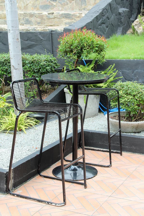Table and Chairs in the Outdoor Cafe Stock Photo Image of style