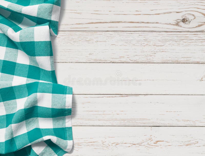 Table with cyan picnic cloth top view background royalty free stock photography Table with cyan picnic cloth top view background royalty free stock photography