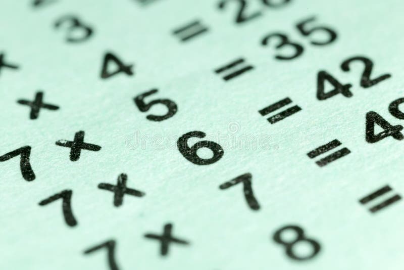 Table de multiplication comme fond Macro photographie stock