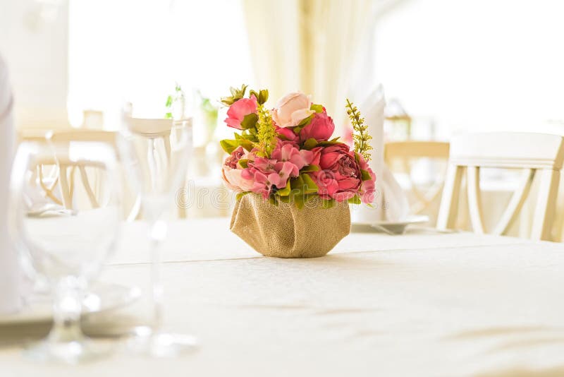 Table Decor Flowers in Restaurant Stock Photo Image of plant, decor