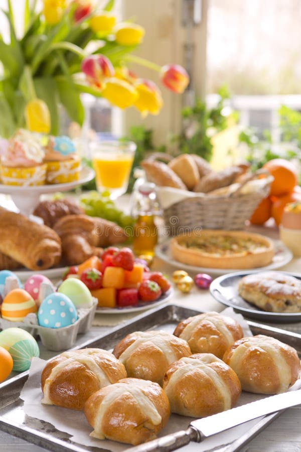 Table with Delicatessen Ready for Easter Brunch Stock Photo - Image of ...