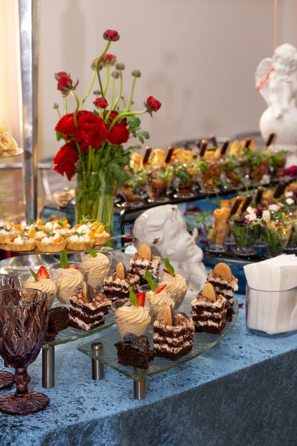 Table with Different Desserts Catering at the Event Stock Image Image