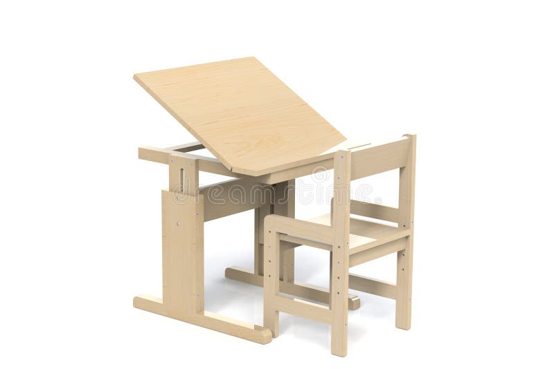 Table et chaise en bois du ` s d'enfants petites illustration libre de droits