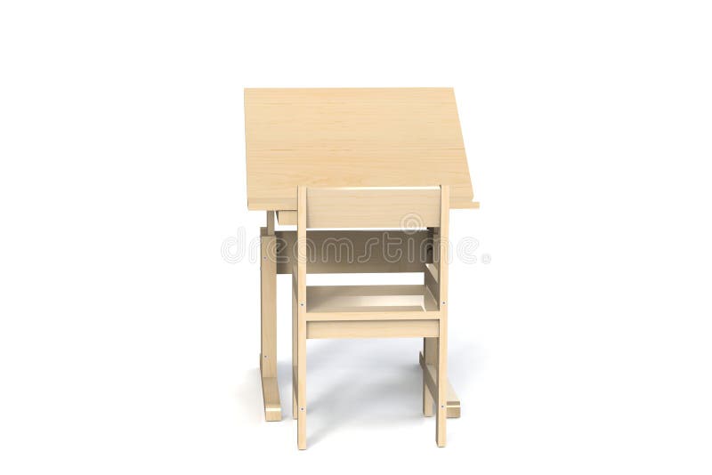 Table et chaise en bois du ` s d'enfants petites illustration libre de droits