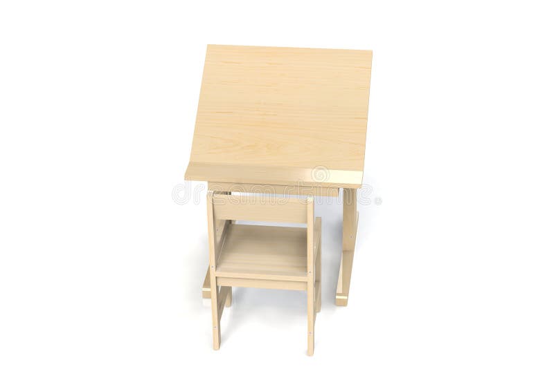 Table et chaise en bois du ` s d'enfants petites illustration libre de droits