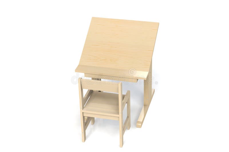 Table et chaise en bois du ` s d'enfants petites illustration libre de droits