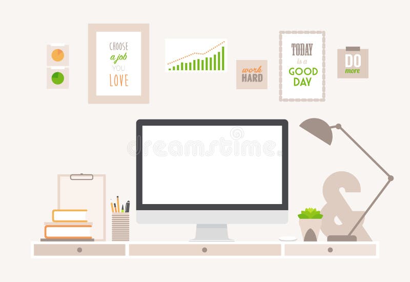 Table Flat Vector Business Office and Workspace royalty free illustration Table Flat Vector Business Office and Workspace royalty free illustration