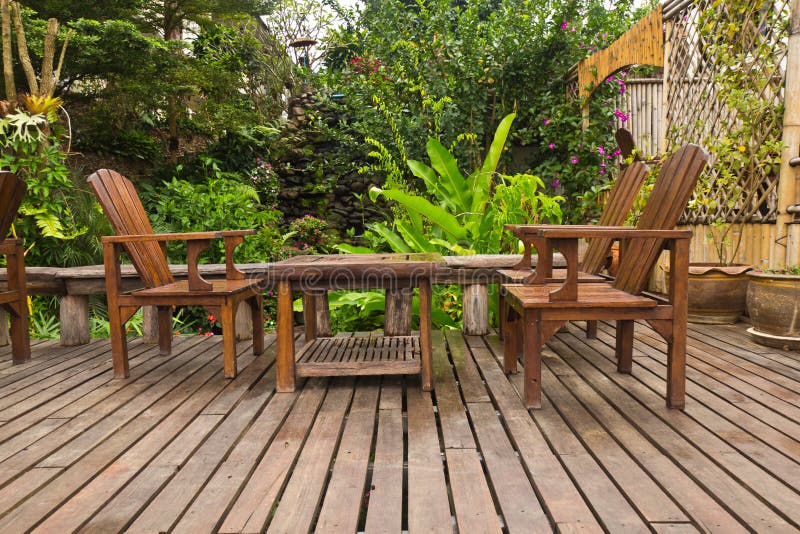 Table in the garden. royalty free stock images