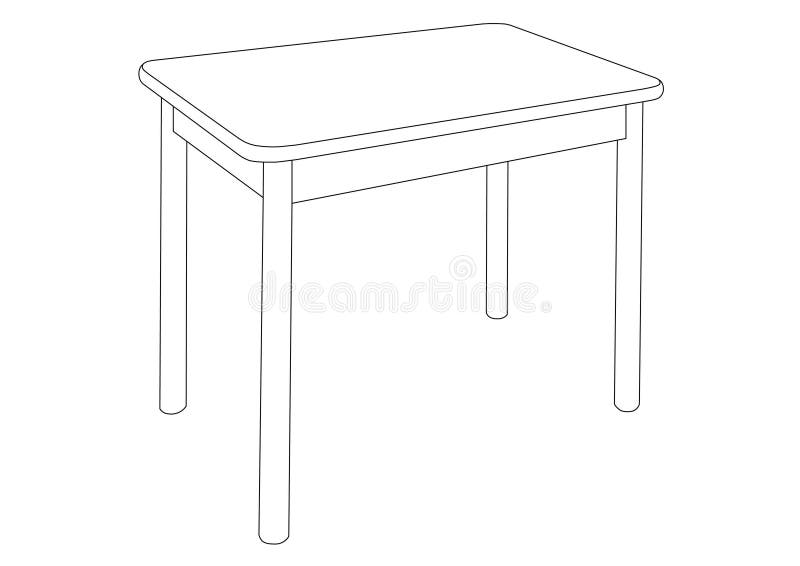 Table Kitchen Dining Black Outline Stock Illustration Illustration of