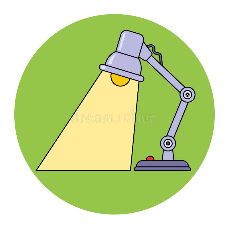 The Table Lamp Shines. Reading Device in the Dark Stock Vector