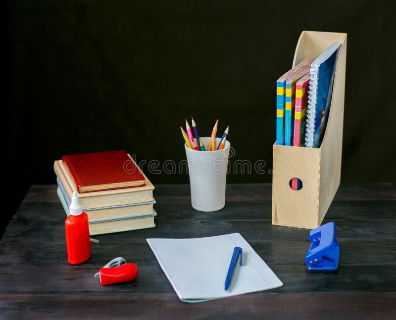 On the table lay a book,Notepad with pen royalty free stock photography