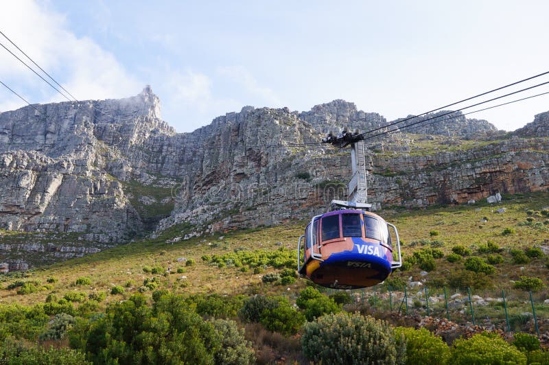 Table Mountain View with Cable Car in Cape Town,South Africa. Editorial