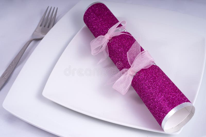 Table Place Setting with a Traditional Cracker royalty free stock photo