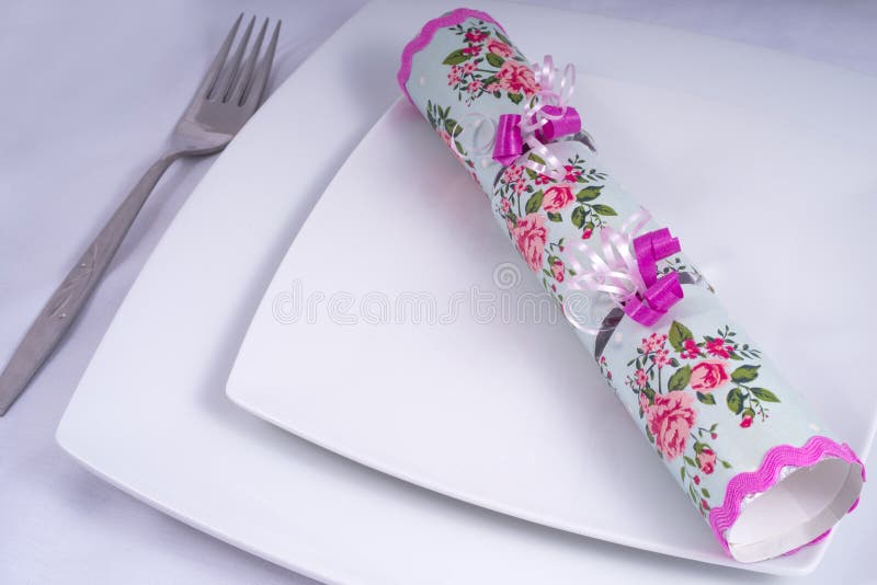 Table Place Setting with a Traditional Cracker stock images