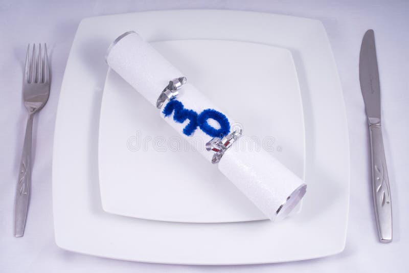 Table Place Setting with a Traditional Cracker for a 30th royalty free stock photo