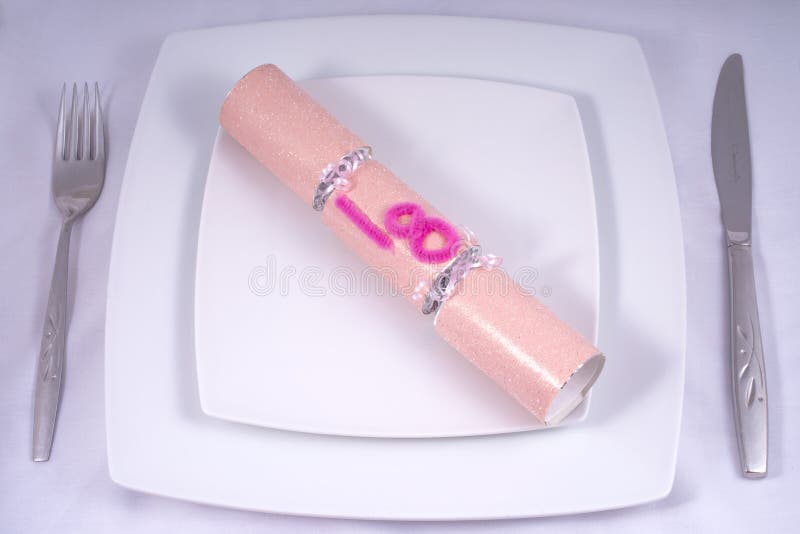 Table Place Setting with a Traditional Cracker for an 18th stock photography