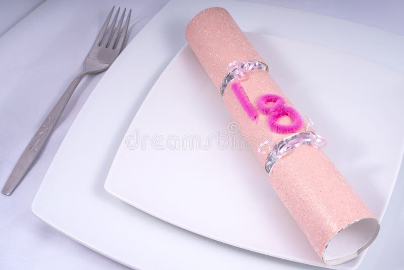 Table Place Setting with a Traditional Cracker for an 18th stock image