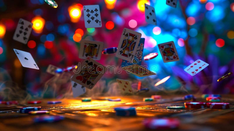 A Table with Playing Cards and Chips Stock Image Image of table card