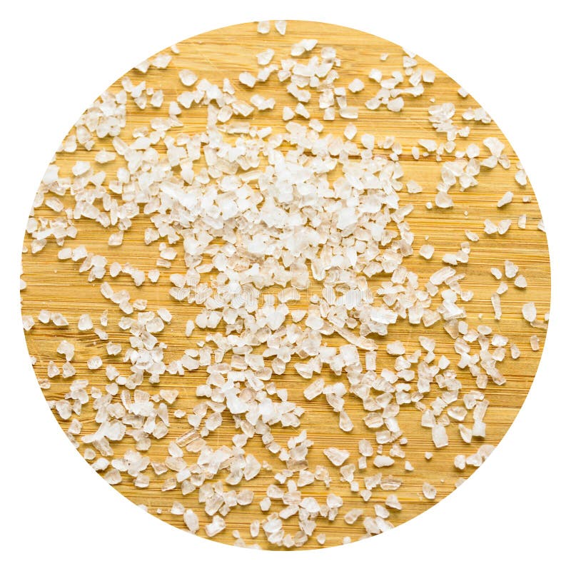 Table Rock Salt Used in Dishes on a Bamboo Background Stock Image