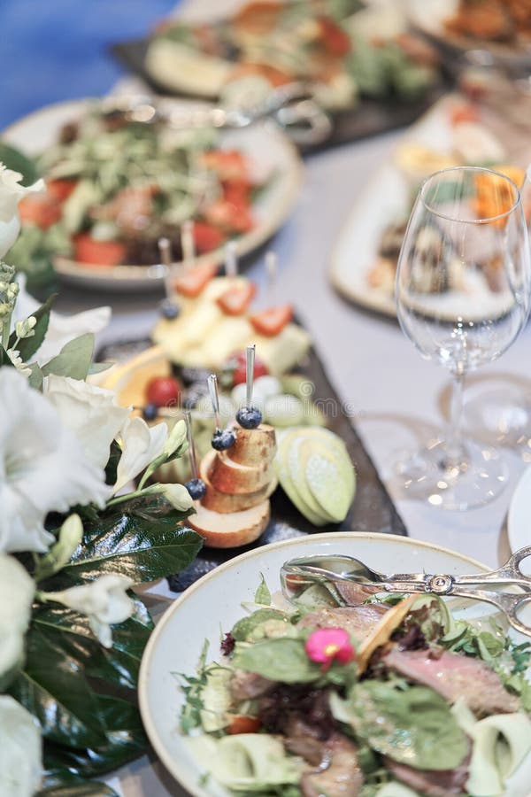 Table set for an event party or wedding reception. royalty free stock photography