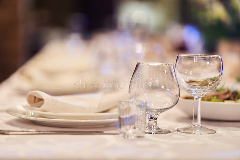 Table set for an event party or wedding reception. royalty free stock photography