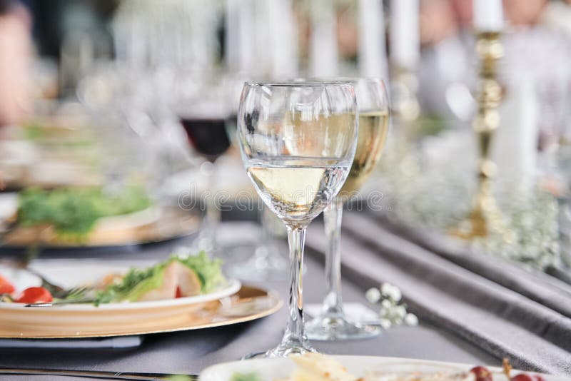 Table set for an event party or wedding reception. royalty free stock image