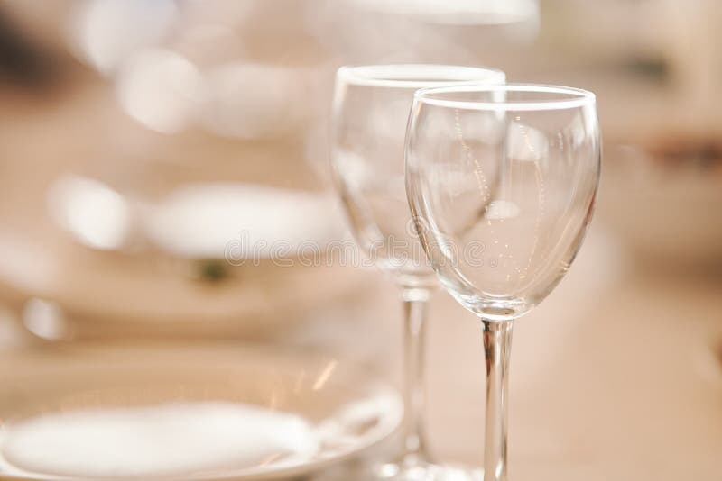 Table set for an event party or wedding reception. stock photo