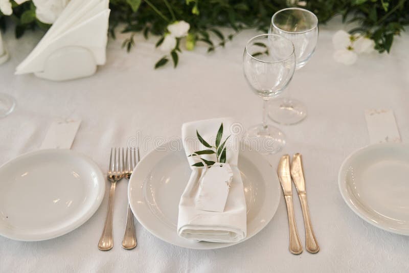 Table set for an event party or wedding reception. stock image