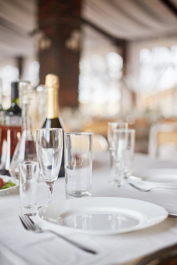 Table set for an event party or wedding reception. stock photos
