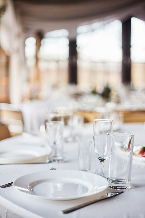 Table set for an event party or wedding reception. royalty free stock photography