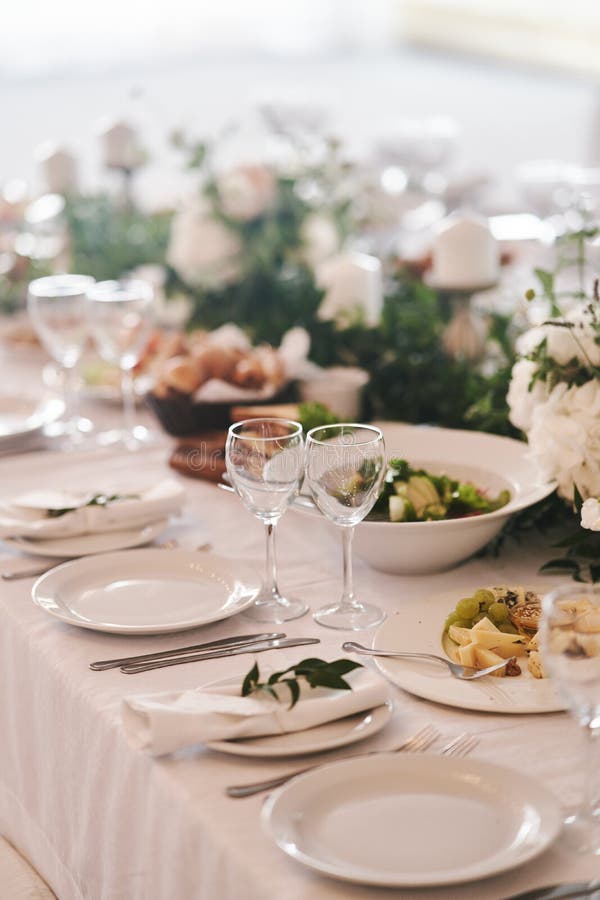 Table set for an event party or wedding reception. stock image