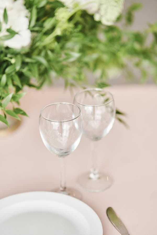 Table set for an event party or wedding reception. stock images