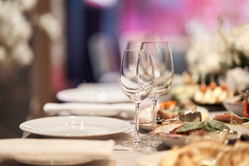 Table set for an event party or wedding reception. stock image
