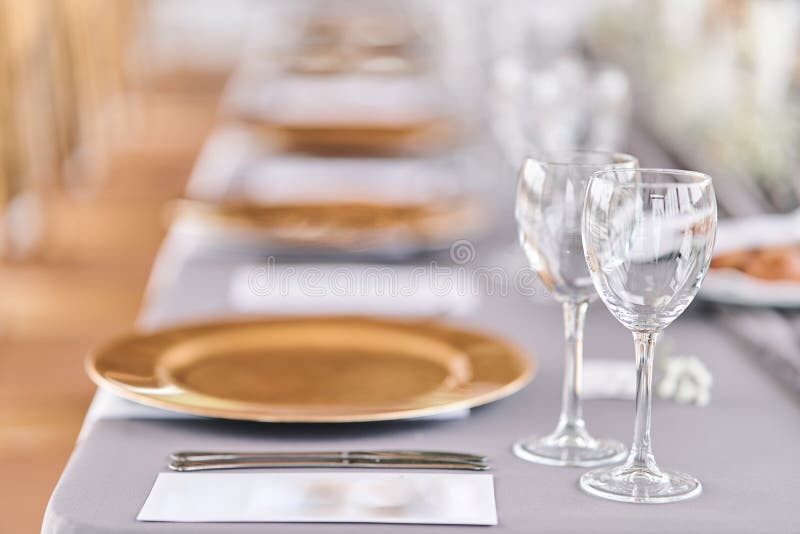 Table set for an event party or wedding reception. royalty free stock photo