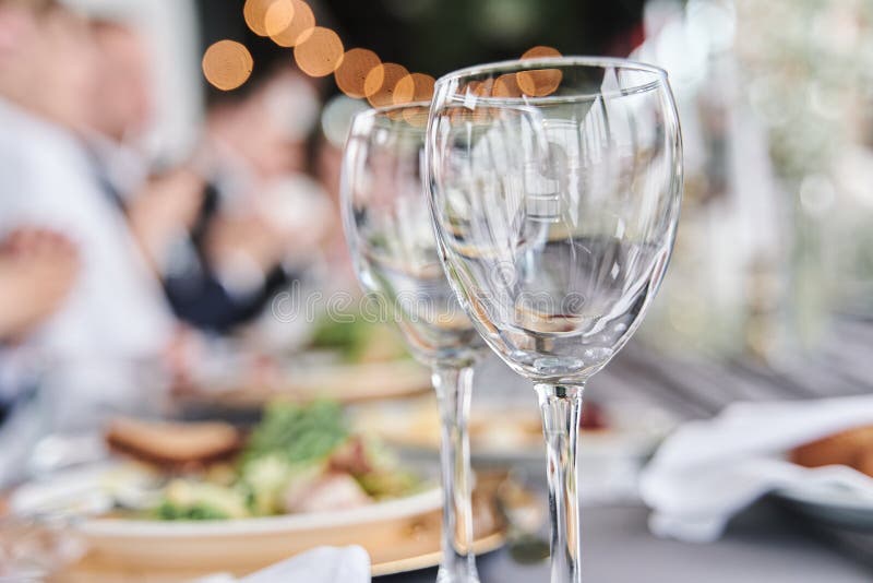 Table set for an event party or wedding reception. stock photo