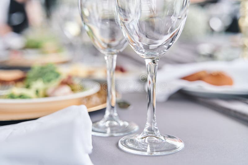 Table set for an event party or wedding reception. stock photo