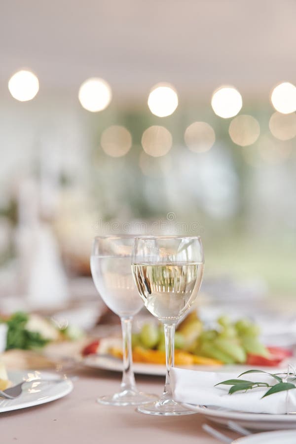 Table set for an event party or wedding reception. stock images