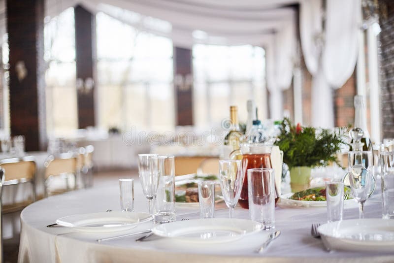 Table set for an event party or wedding reception. royalty free stock photo