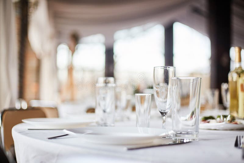 Table set for an event party or wedding reception. royalty free stock image