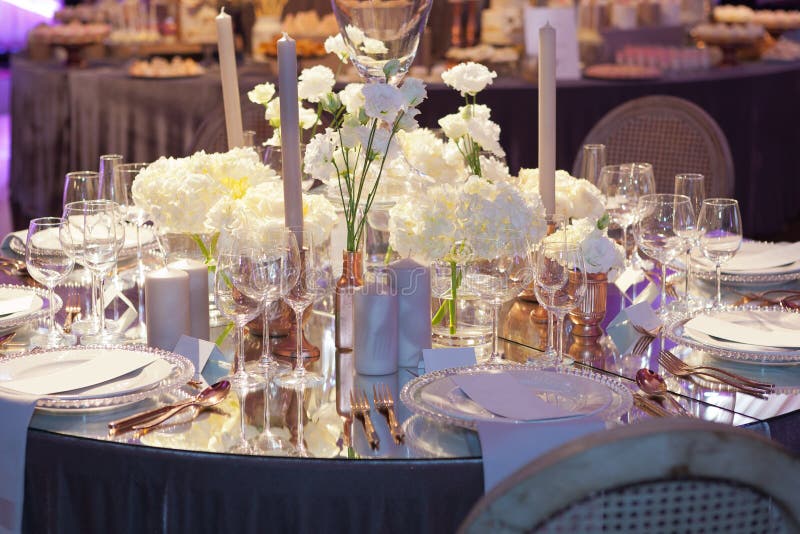 Table set for an event party or wedding reception