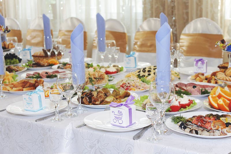 Table set with meal for event dinner