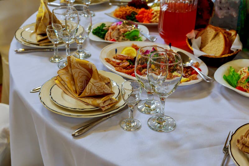 table set for wedding or another catered event dinner