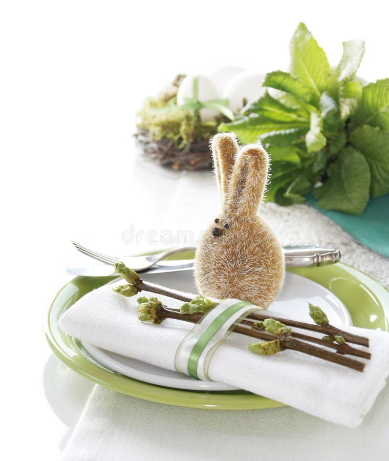 Table Setting with Easter Bunny Stock Photo Image of dinner, easter